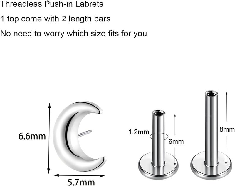 TOMIDES 1Pcs G23 Titanium Flat Back Earrings Studs 16g F136 Implant Grade Titanium Labrets Press Fit Threadless Push In Dainty Cartilage Helix Conch Lobe Lip Tragus Piercing Jewelry - Image 2